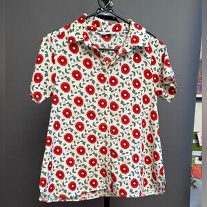 ModCloth : Floral Shirt - Red and Green